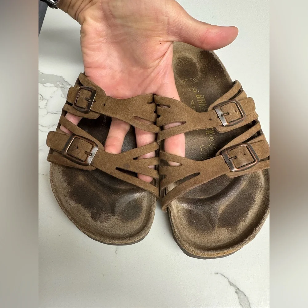 Birkenstock Tan Suede Slide Sandals - Picture 3 of 4